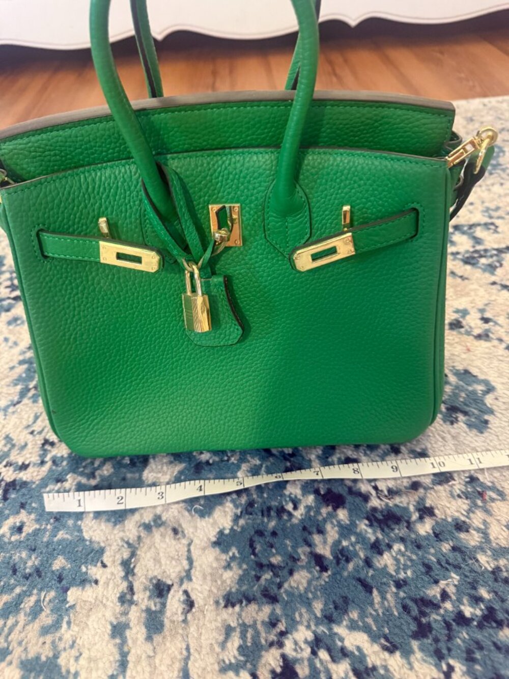 Ainifeel Green Leather Tote Bag - Picture 3 of 10